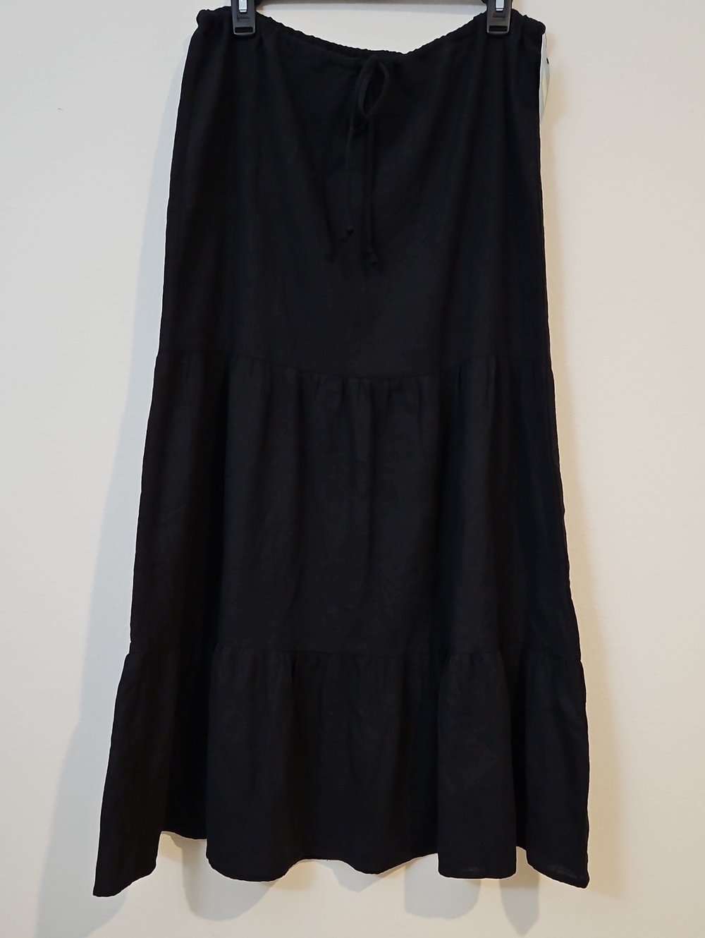 Shade & Shore Black Tiered Maxi Skirt with Drawstring Waist